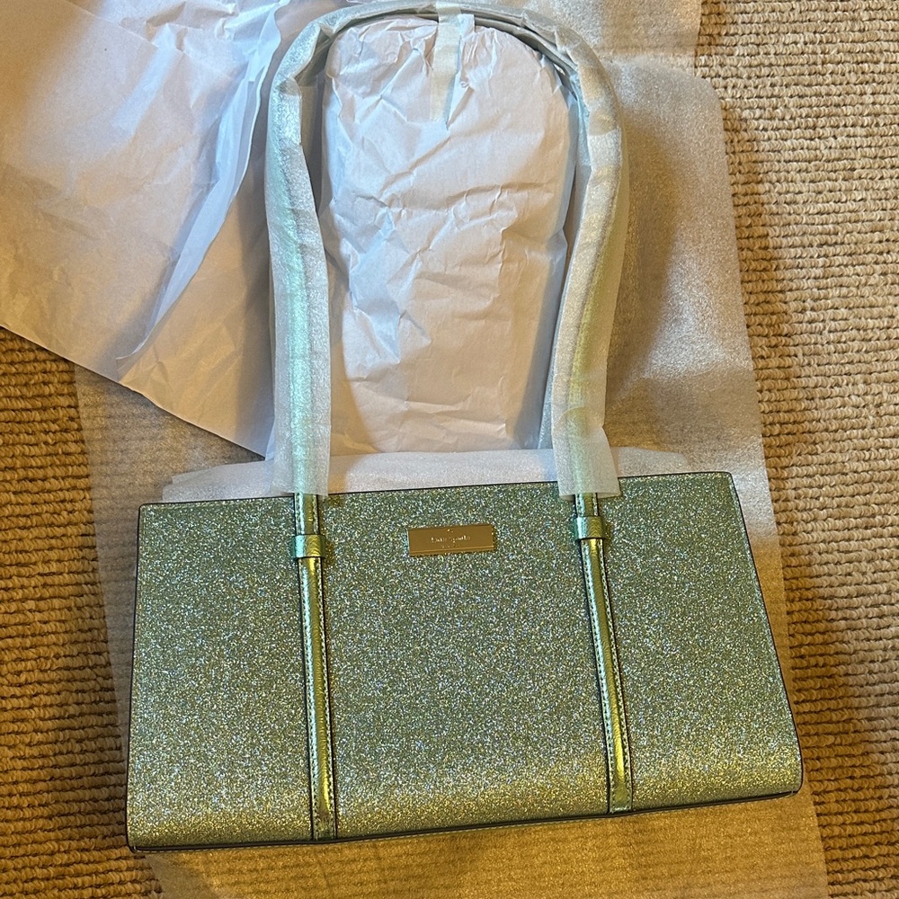 NWT Kate Spade Elegant Green Glitter Handbag